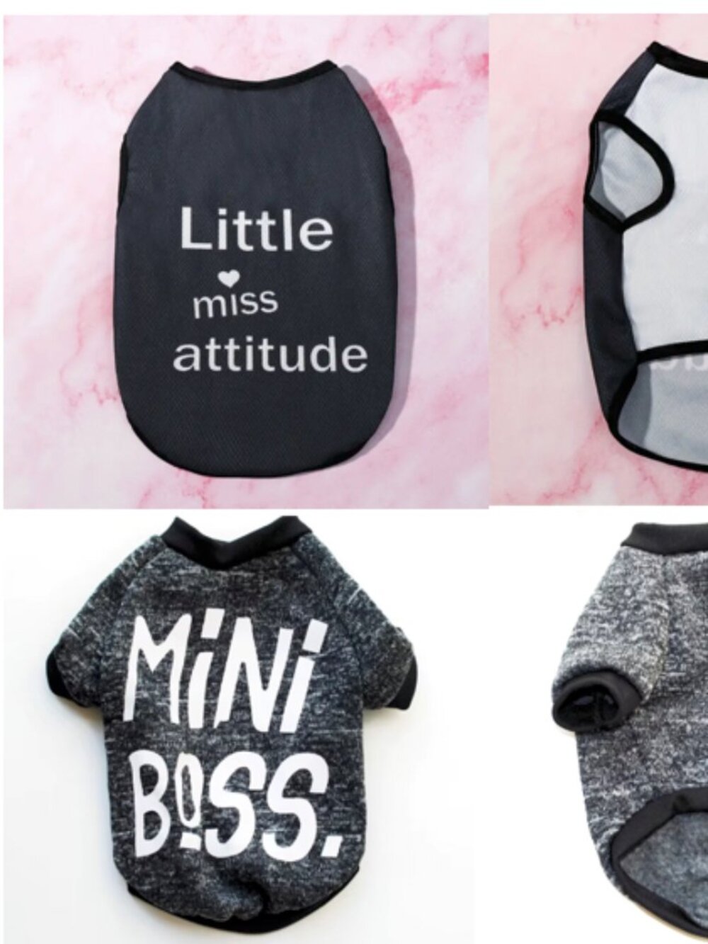 LOT of 2 Pet Vests "Little Miss Attitude" + "Mini Boss"